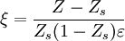  \xi = \frac{Z-Z_s}{Z_s(1-Z_s)\varepsilon} 