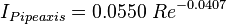 I_{Pipe axis} = 0.0550 \; Re^{-0.0407}