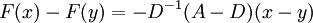 
F(x) - F(y) = - D^{-1}(A-D)(x-y)
