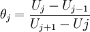 \theta_j = \frac{U_j -U_{j-1}}{U_{j+1} - U{j}}